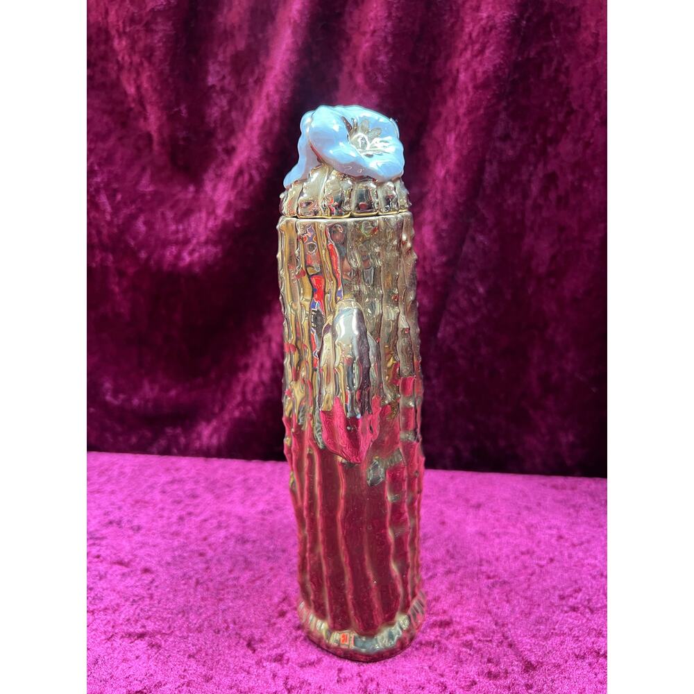 Vintage Home Decor - Lidded Ceramic Container - Gold Saguaro Cactus - Arizona - Picture 8 of 8
